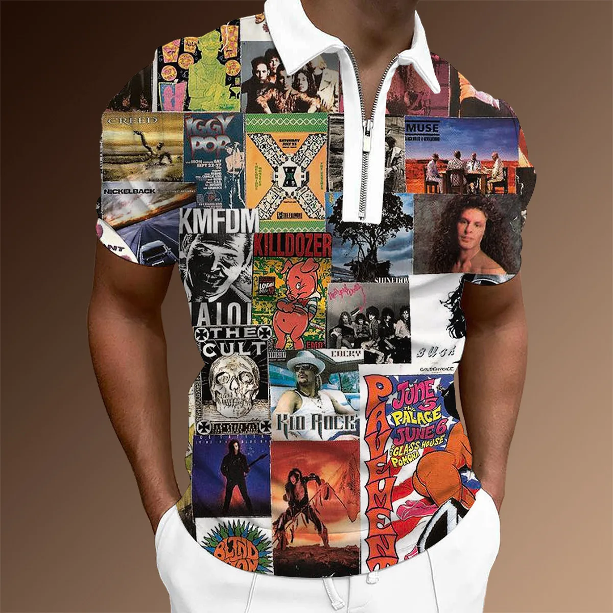 

New Summer High Quality Men's Polo Shirts Casual Everyday Short Sleeve Striped Men's Shirts Lapel Zip Polo Shirts for Men