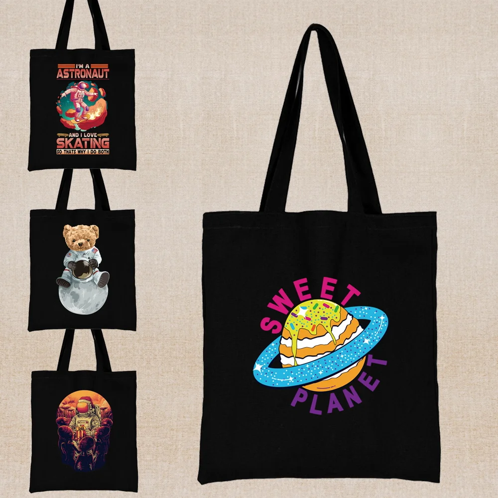 

Astronaut Print Shopping Bag Harajuku Fashion Tote Bag Eco Canvas Shoulder Bags Casual Shopper Reusable Handbag Women 2023 Beach