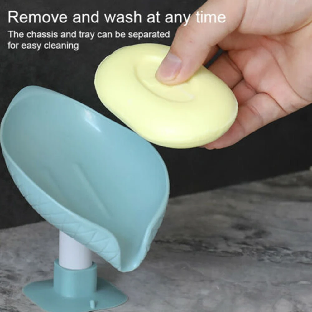 

Leaf Shape Drain Soap Box Drain Soap Dish Holder Storage Suction Soap Saver For Bathroom Accessories