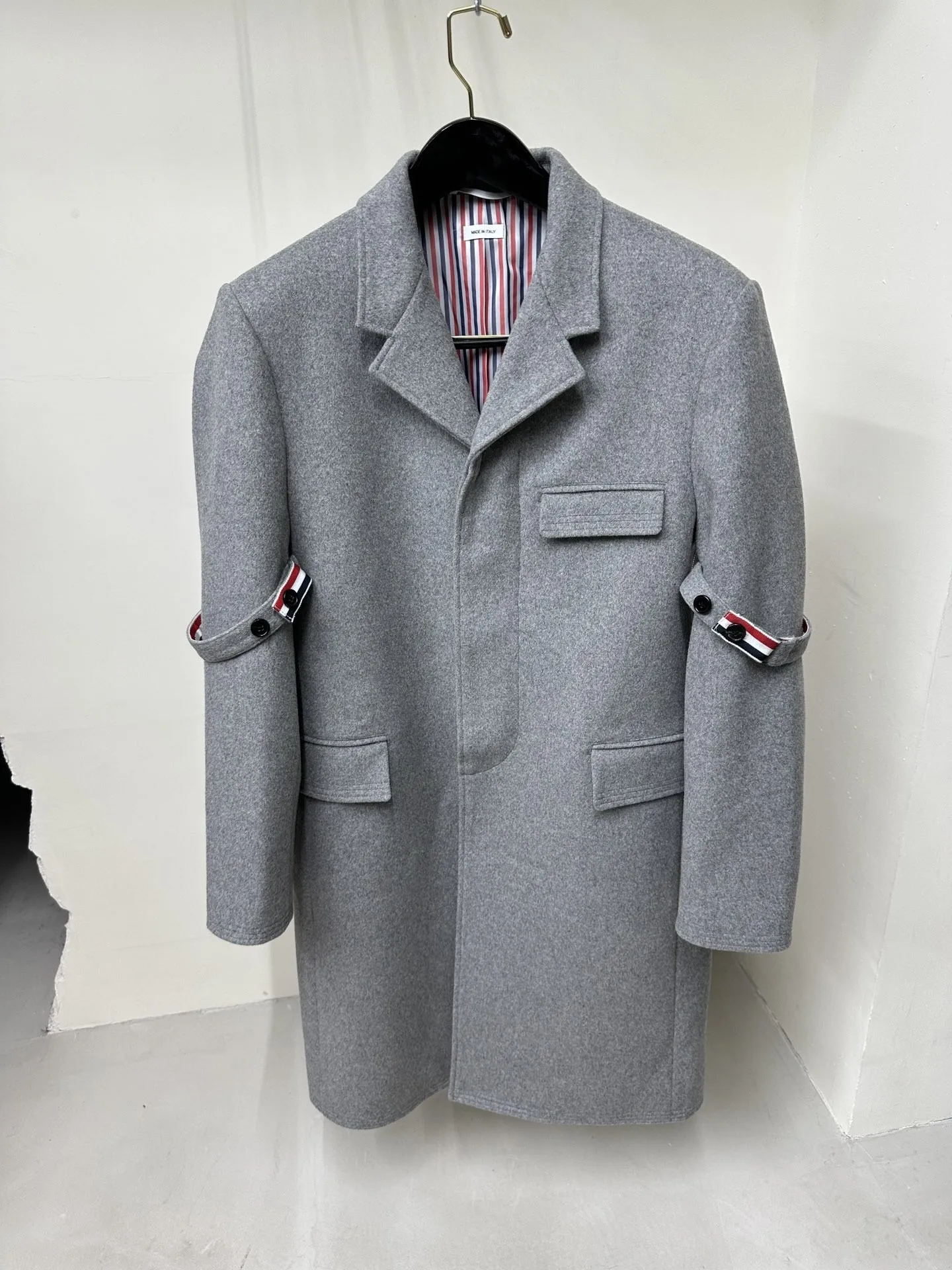 

Новое мужское шерстяное кашемировое пальто, приталенное Теплое Мягкое платье RWB, дизайнерская Брендовая верхняя одежда с повязкой на руку, пальто высшего качества