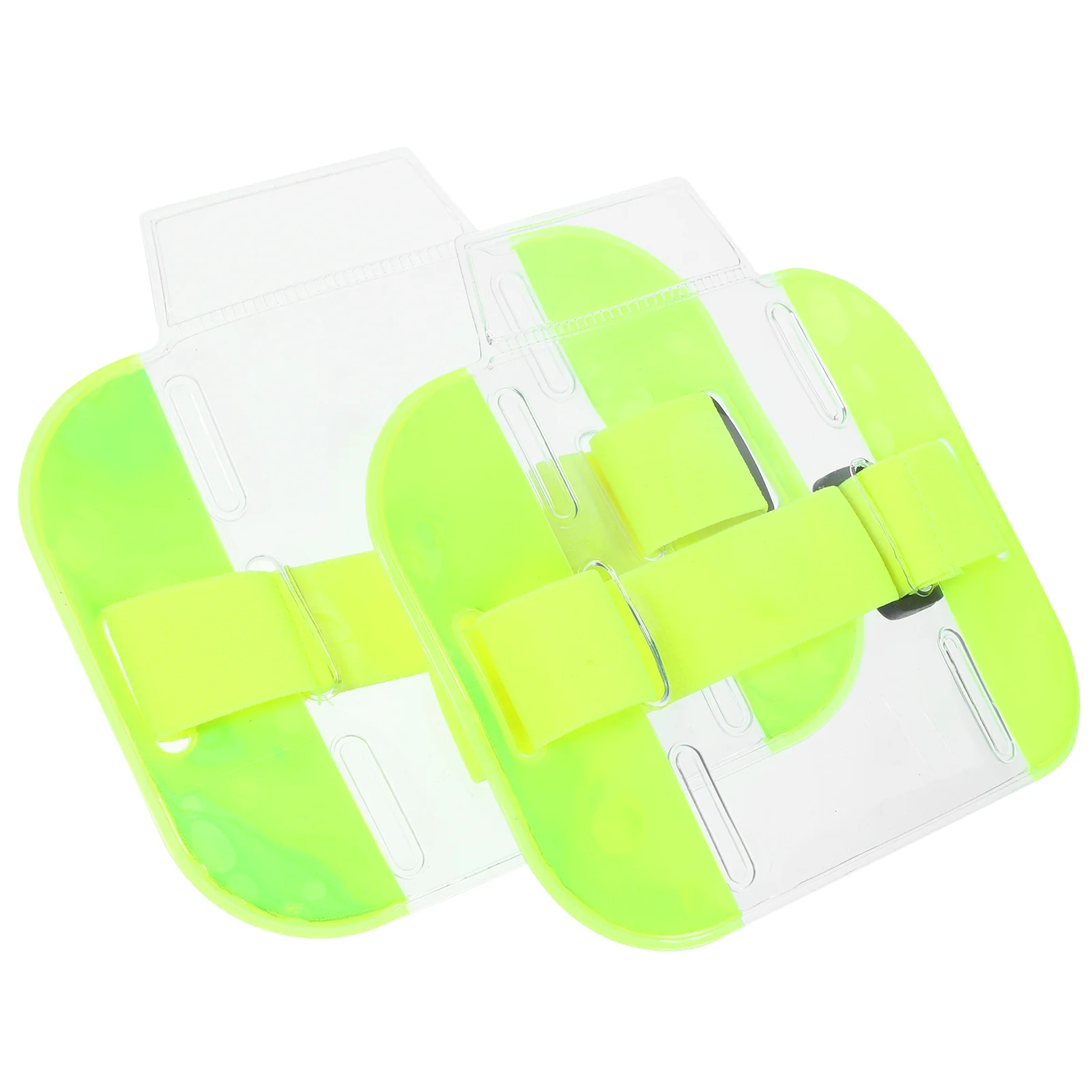 

2 Pcs Plastic Card Sleeves Armband Clip Work Permit 14.5x13.8x0.2cm Light Green
