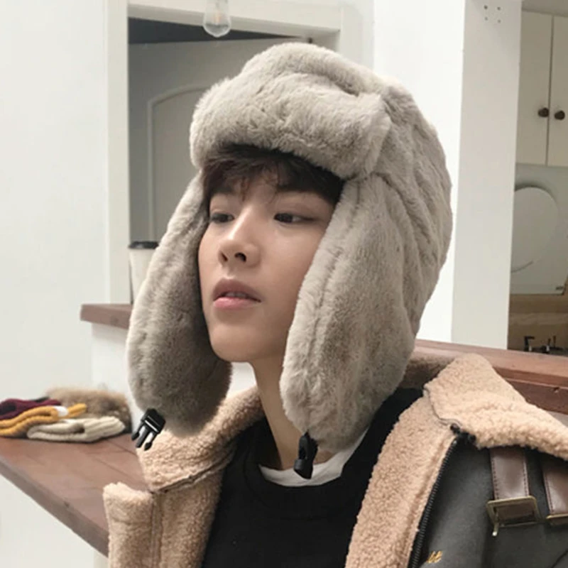 

Men Women's Winter Thickened Warm Beanie Russian Caps Korean Fashion Earflap Pilot Hat Trend Bomber Hat
