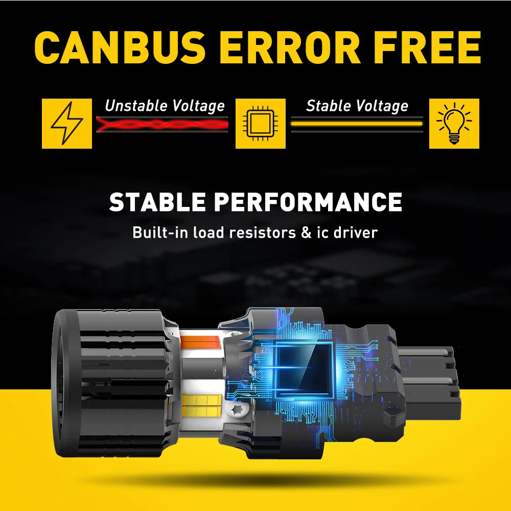 AUXITO 2X T25 3157 Переключающая светодиодная лампа Canbus P27/7 Вт с указателем поворота без