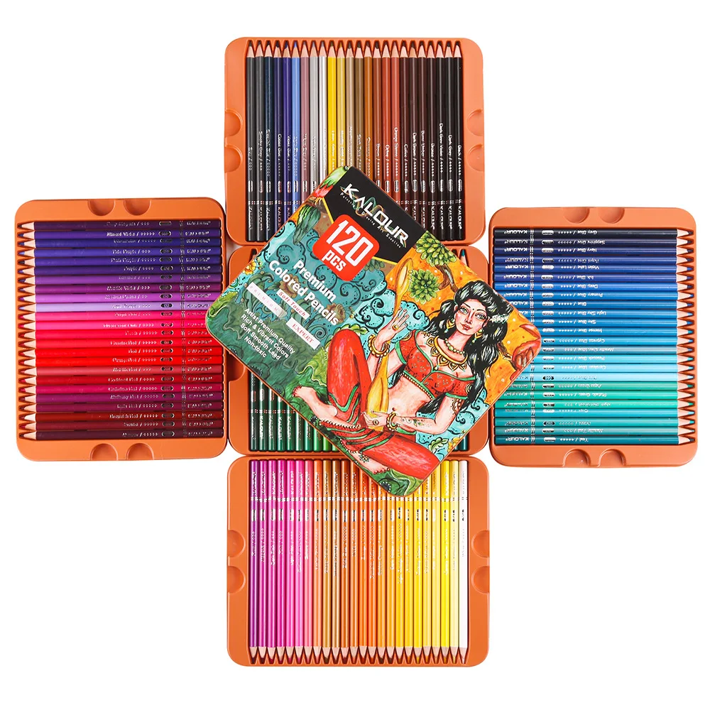 KALOUR Color Pencil 120pcs Set Hot Selling Oily Hand-painted Graffiti Filled Color Lead Set Painting Pencil Art Supply Gift Box