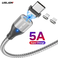uslion 5a magnetic cable type c fast charging phone data wire micro usb magnet charger for samsung xiaomi iphone 13 12 pro max