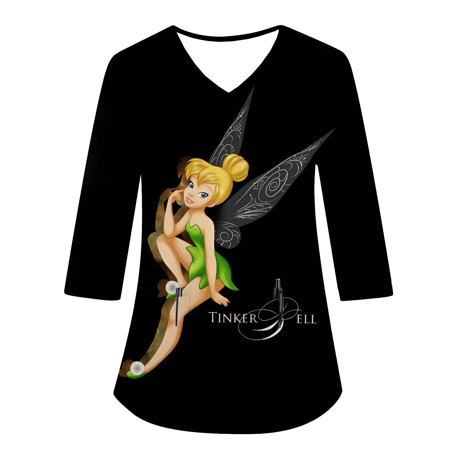 

Женская футболка с V-образным вырезом и рукавом три четверти