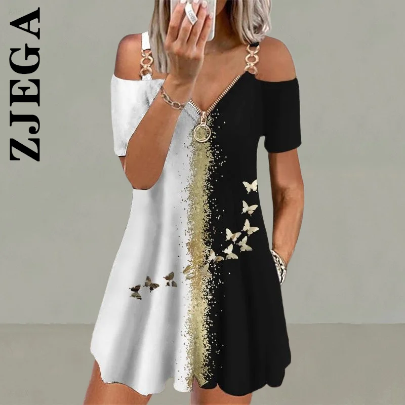 

Zjega Short Sleeve Women Fashion Dress Sexy Dress Mini Dress Casual Women Dresses 3D Print Zipper Slim Female Clothing Vestidos