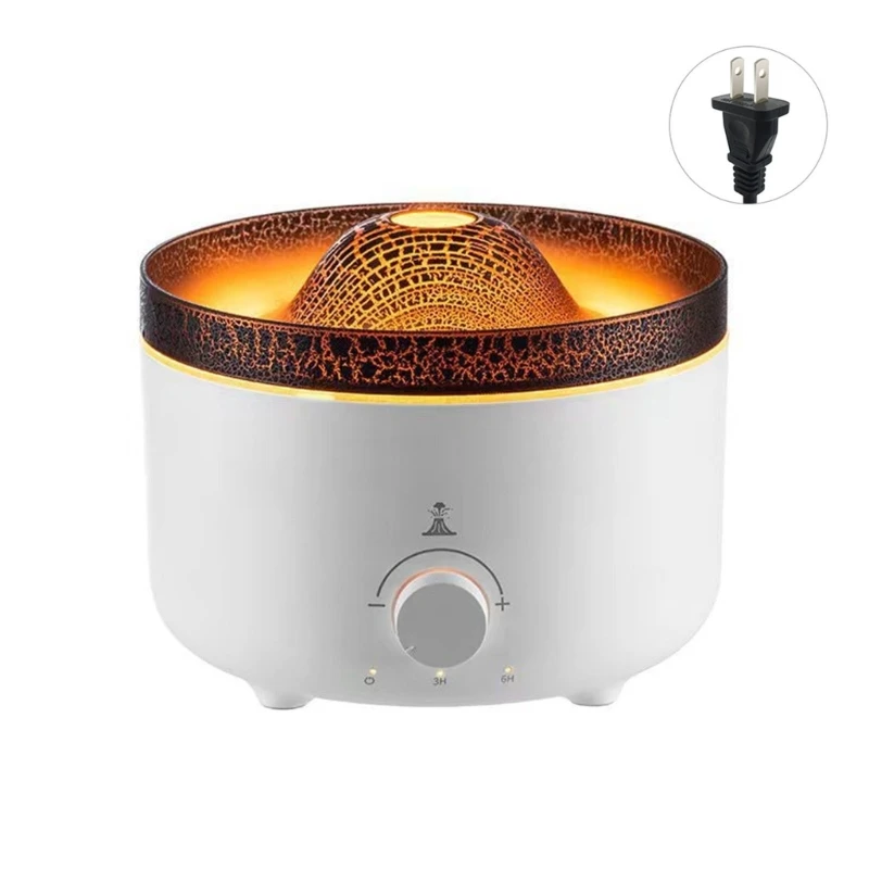 

560ml Volcanic Desktop Air Humidifier LED Realistic Flame Effect Cool Mist Maker Home Essential Oil Aromas Diffuser N0PF