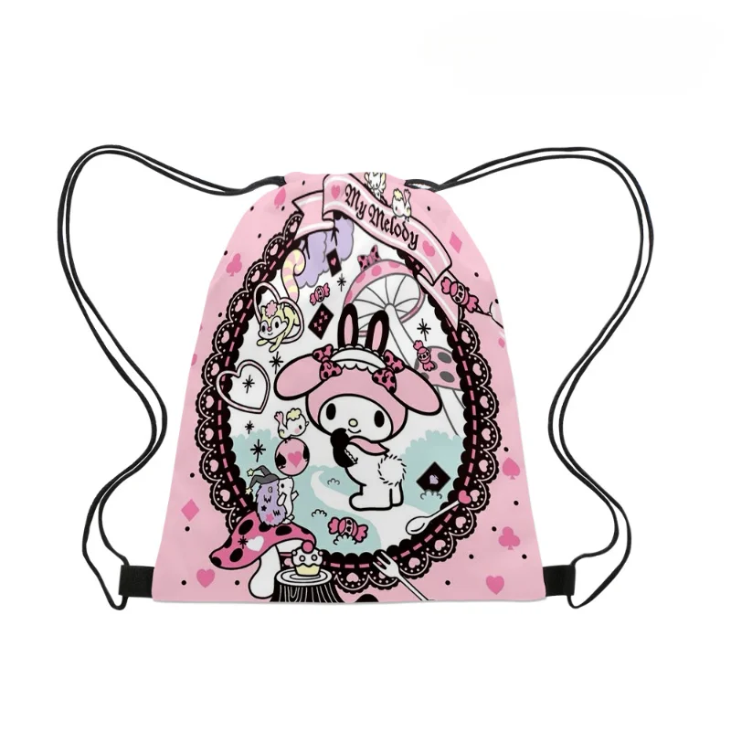 

Kawaii Sanrio Anime My Melody Drawstring Pocket Storage Bag Eco Reusable Shopping Bags Cartoon Cute Students Backpack Bag Gift