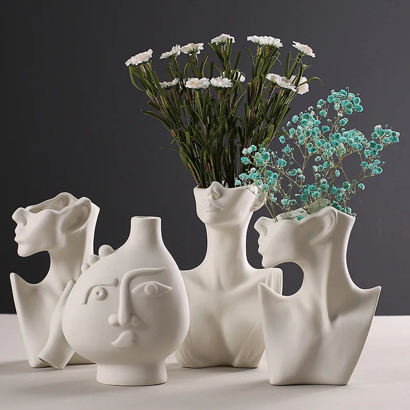 

Nordic Style Ceramic Vase Woman Body Model Modern Body Art Vase Home Decoration Creative Flower Pot Living Room Decoration