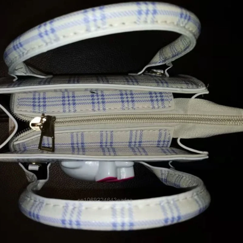 Hello Kitty Fashion Handbags For Women Y2K Plaid Mini Messenger Bags Girl New Sanrio Cute Cartoon Harajuku Style Shoulder Bag