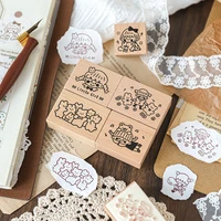 vintage wooden seal stamps mary nursery rhyme sewing stamping creative pattern crafts diy scrapbooking arts planner accessories