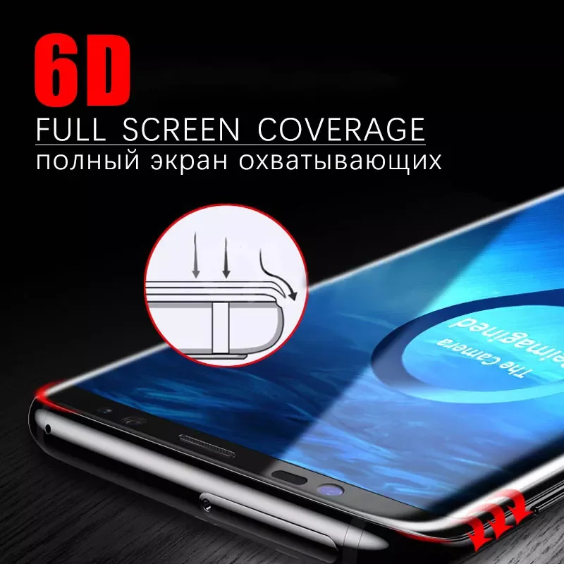 6D Full Curved Screen Protector For Samsung Galaxy S9 S8 Plus S7 Note 8 9 Tempered Glass For Samsung S9 Note9 Transparent Glass