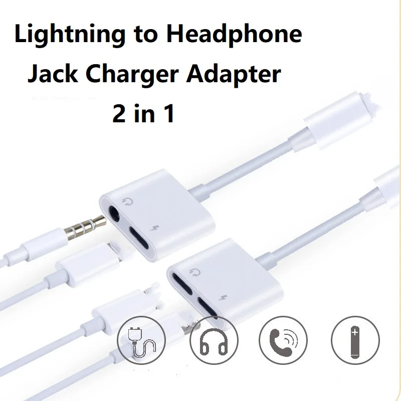 

Lightning to 3.5mm Headphone Jack Adapter for iPhone 2 in 1 Charger Audio Splitter Dongle Adapter Support All iOS Volume Control