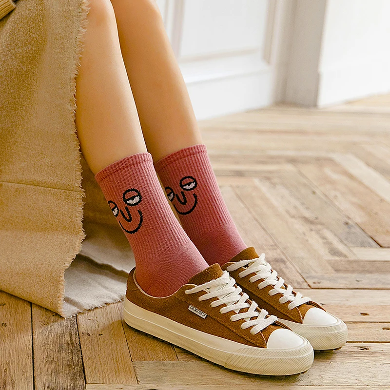 5 Pairs/Box Korea New Arrivals Harajuku Trend Women Candy Colors Casual Funny Socks Female Kawaii Socks School Girls Crew Socks