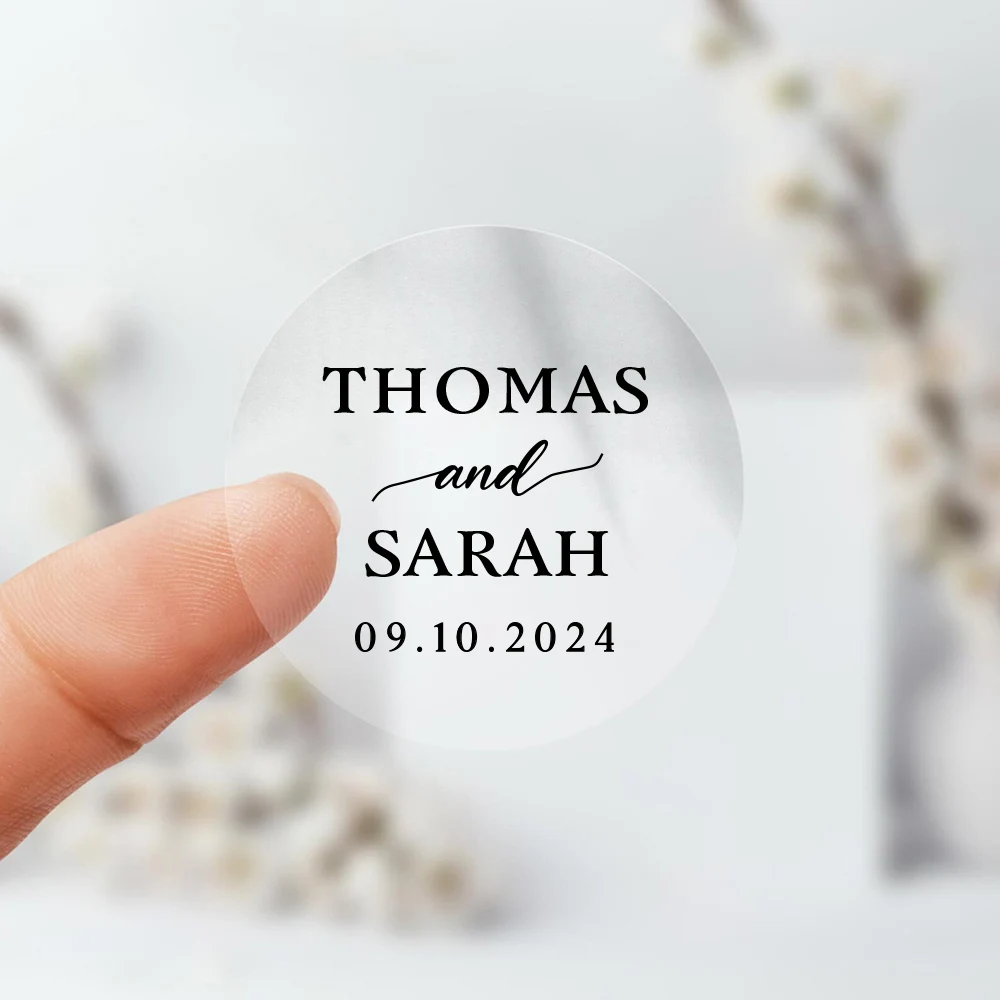

Пользовательские черные круглые прозрачные наклейки для свадебной вечеринки, подарочные наклейки для гостей, приглашения, благодарственная открытка, конверт, этикетки, наклейки