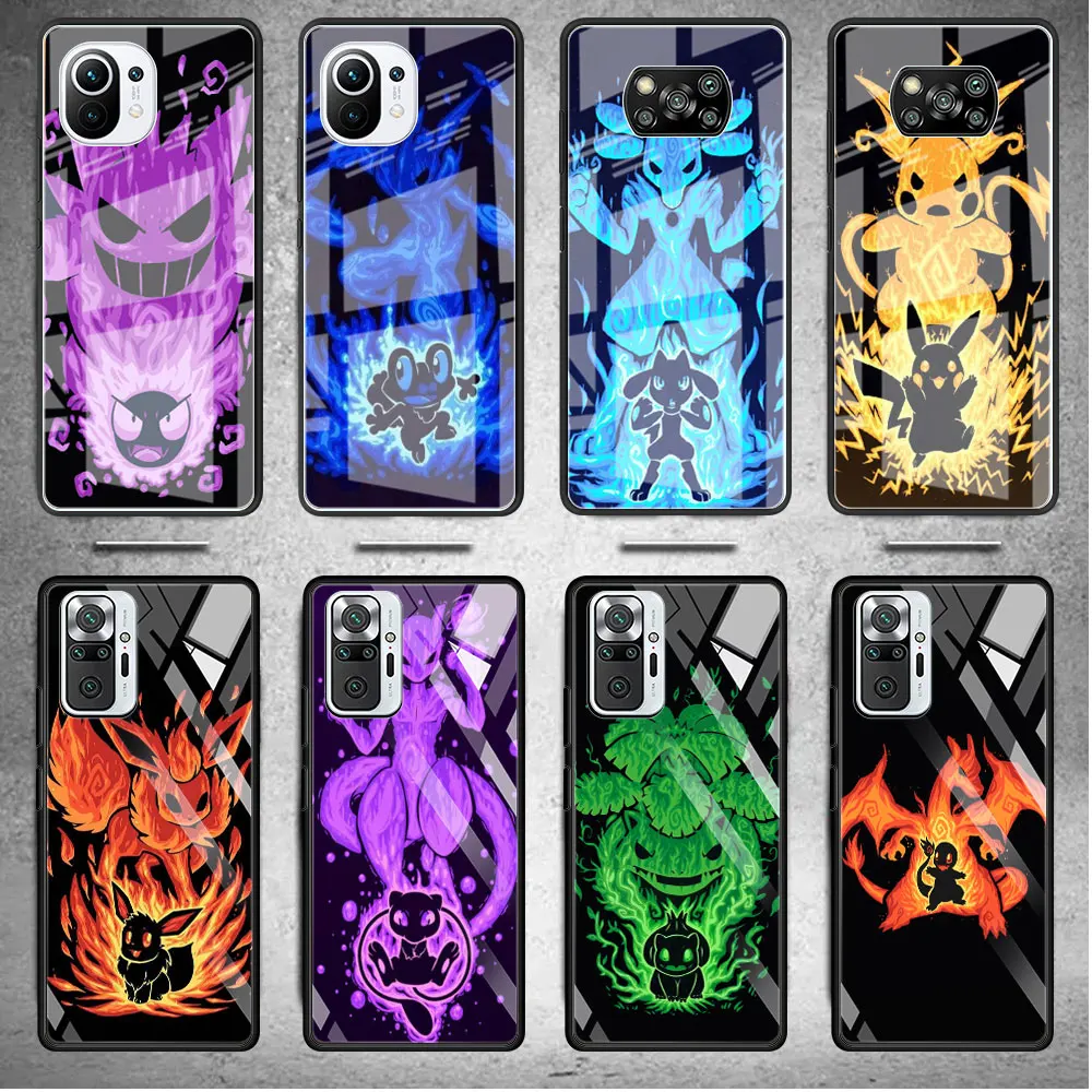Стеклянный чехол для Xiaomi Mi Poco X3 NFC F3 11 Lite 11T 10T, для Redmi Note 10 Pro 10 9 K40 8 9C, чехол для телефона, Покемон, крутой Пикачу, Sac