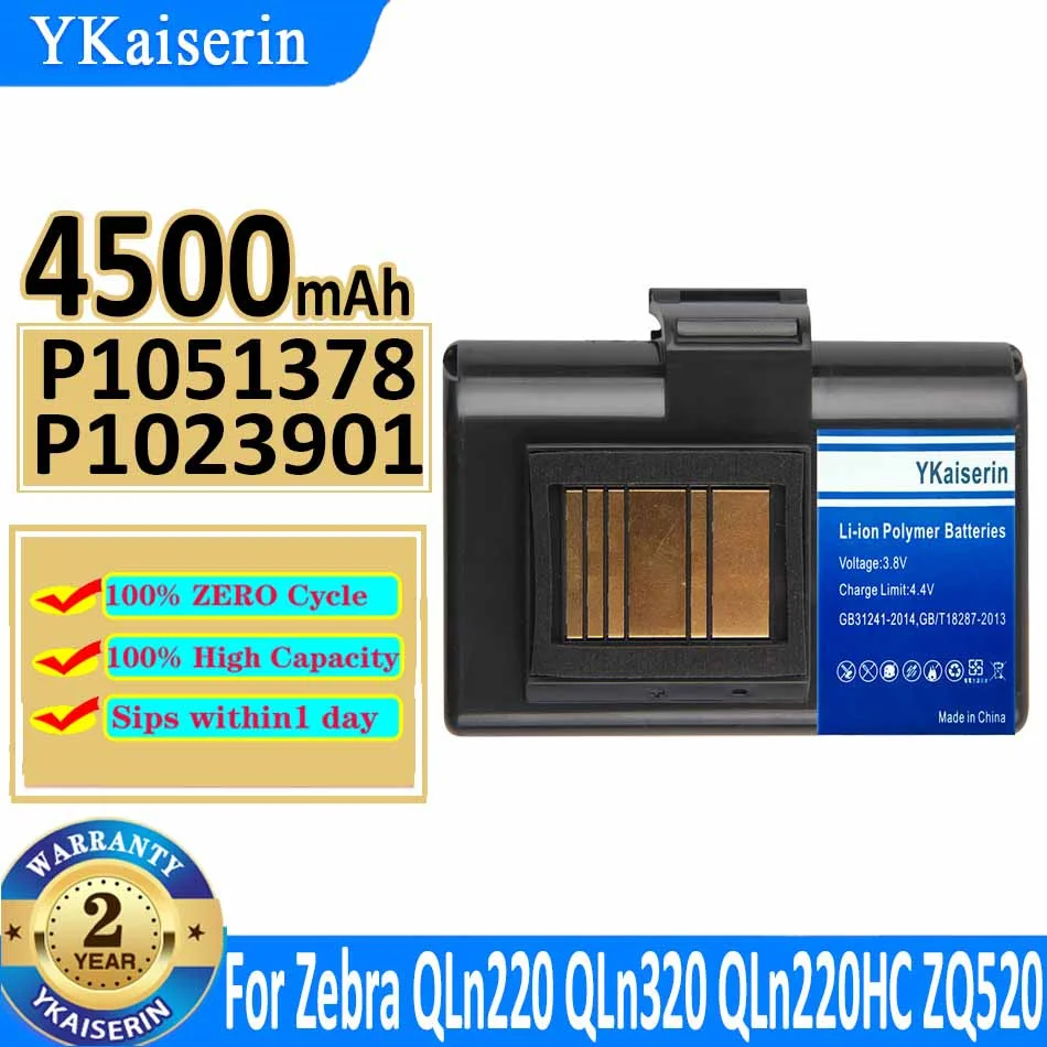 

YKaiserin Replacement Battery P1051378 P1023901 For Zebra QLn220 QLn320 QLn220HC ZQ520 4500mAh Batteria + Free Tools