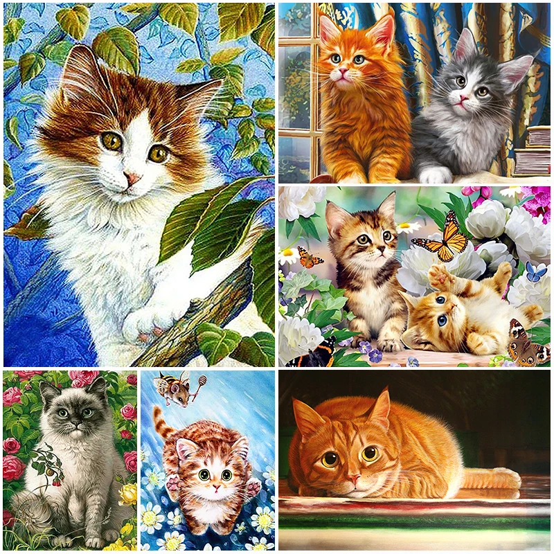 

DIY 5D Diamond Painting Animals Cat Diamond Embroidery Mosaic Picture Full Round Rhinestone Kit DIY Home Decor