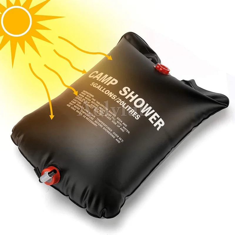 

20L Camp Shower Bag Solar Energy Heated Portable Folding Outdoor Bath Bag Travel Hiking Climbing PVC Water Bag
