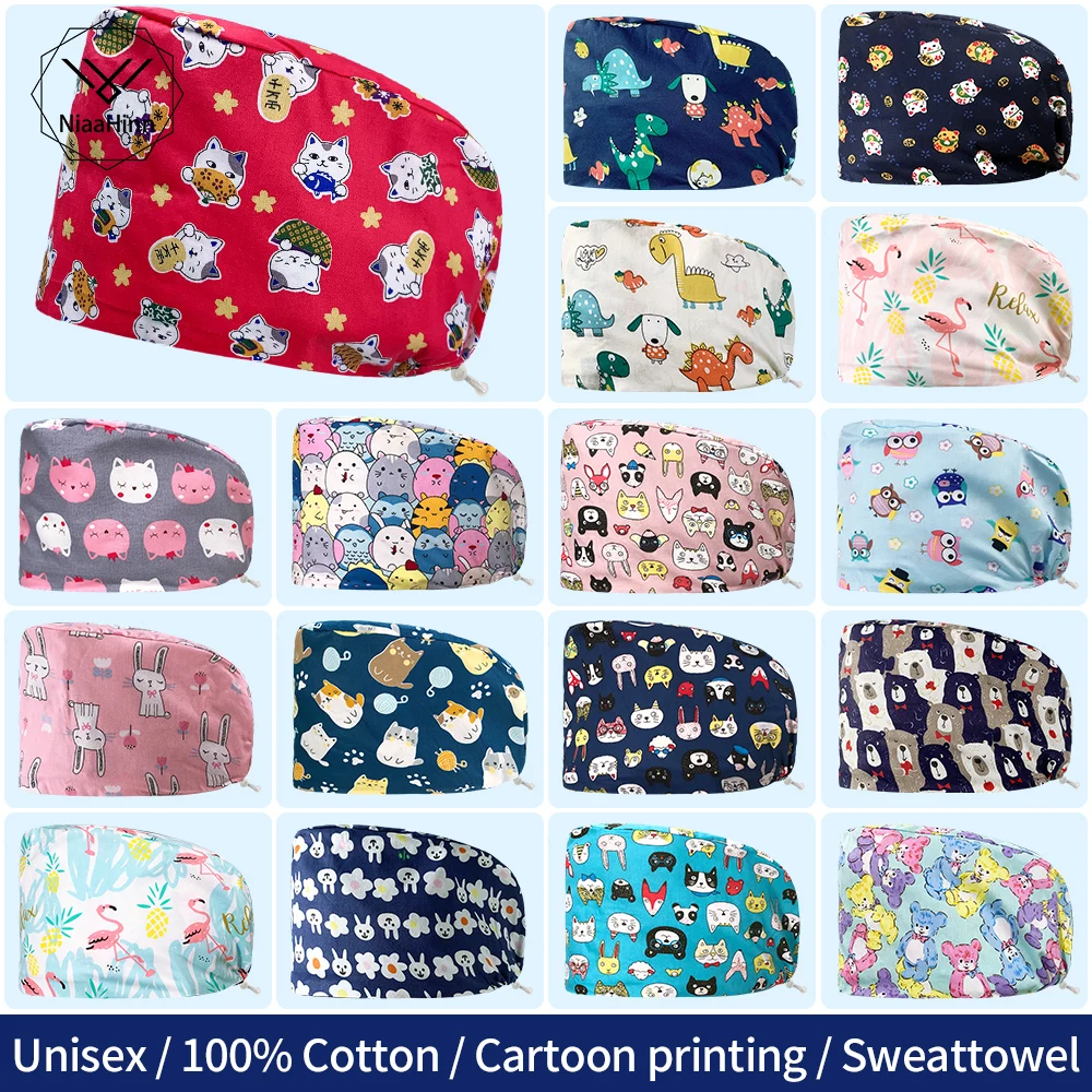 

Шапка для груминга домашних животных, шапка с принтом животных, для салона красоты, медицинские аксессуары