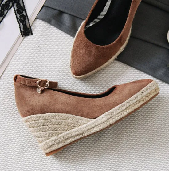 

EAGSITY Mary Jane shoe women Wedges patform ankle strap pumps office ladies casual espadrilles shoes high heel party wedding