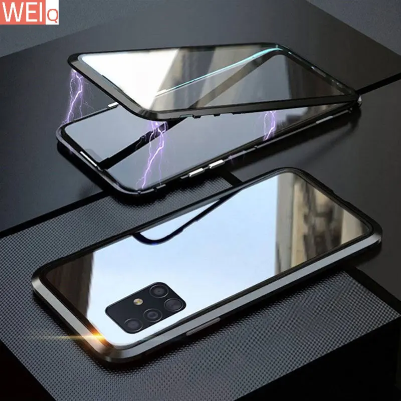 

Double-sided Magnetic 360 Protect Case For Samsung A31 A51 A71 A21s A50 A70 S20 S10 Note20 S9 S8 Plus Tempered Glass Metal Cover