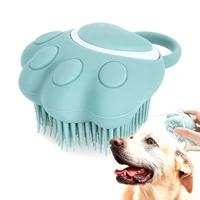 bathroom dog bath brush massage gloves soft safety silicone comb with shampoo box pet accessories for cats shower grooming tool