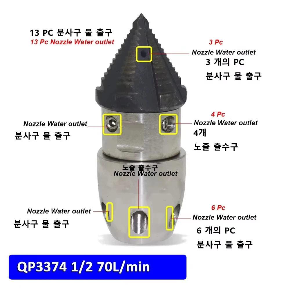 

1/2 3/8 M22 вращающаяся машина для очистки под высоким давлением, сопло для дноуглубления канализационных вод, инструмент для дноуглубления, сопло для очистки автомобиля