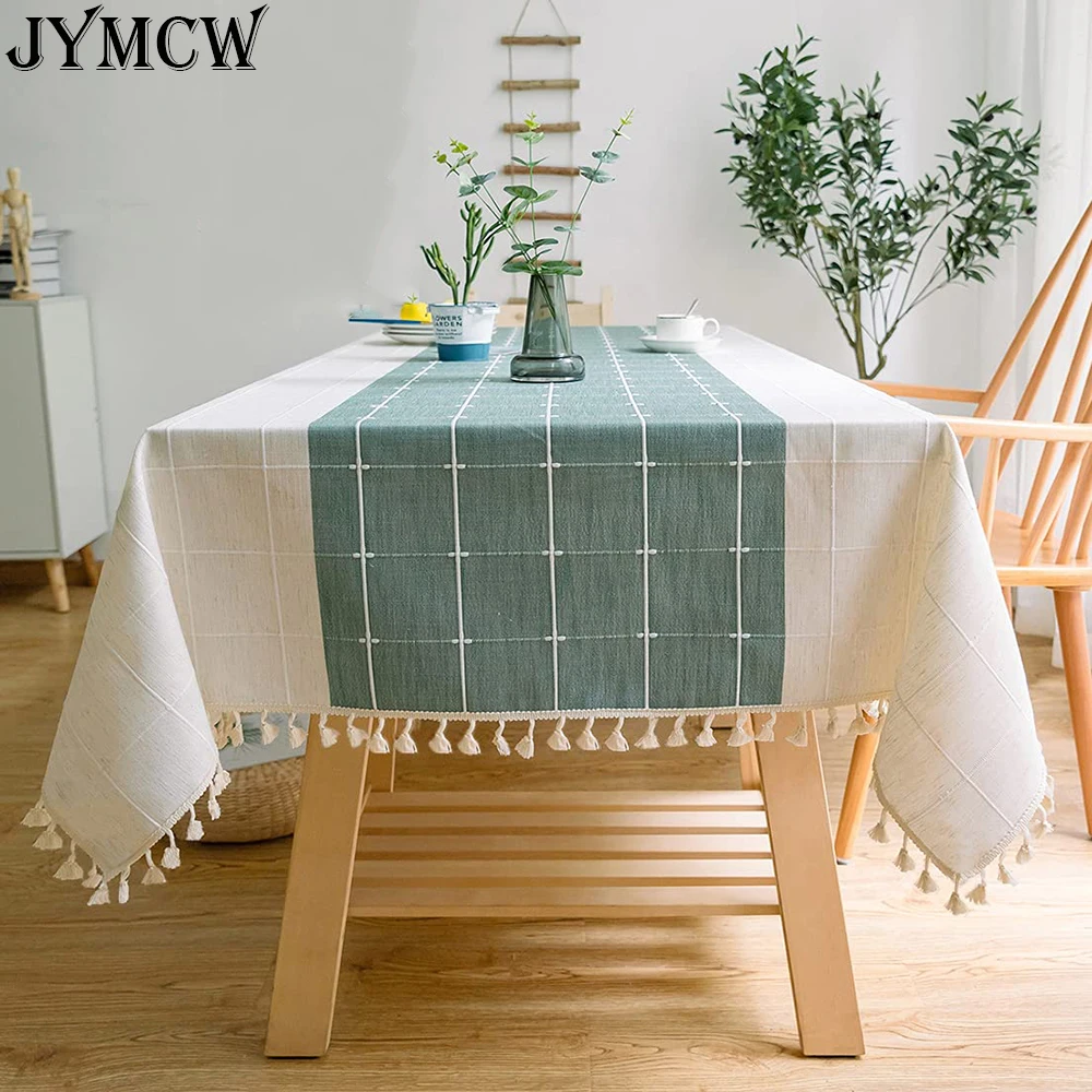 

Linen Tablecloth Lace Rectangular Table Cloth Coffee for Living Room Table Cover Mat Furniture Home Decorative Mantel Mesa Nappe