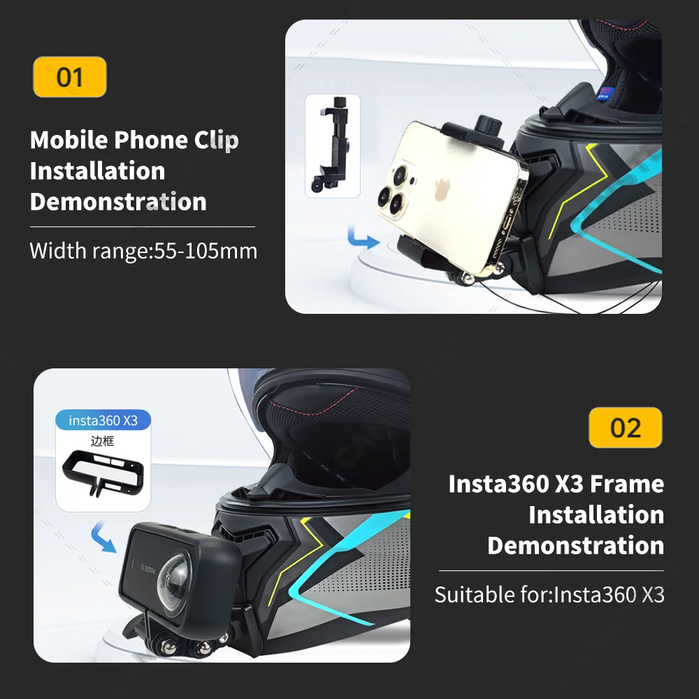 Алюминиевое Крепление для шлема RYMIC R935SV для GoPro Hero 12 11 10 9 Insta360 X4 X3 Ace pro DJI Action 5 4, аксессуары для камеры (art.: 3920c7dcb52fb) - 3920c7dcb52fb