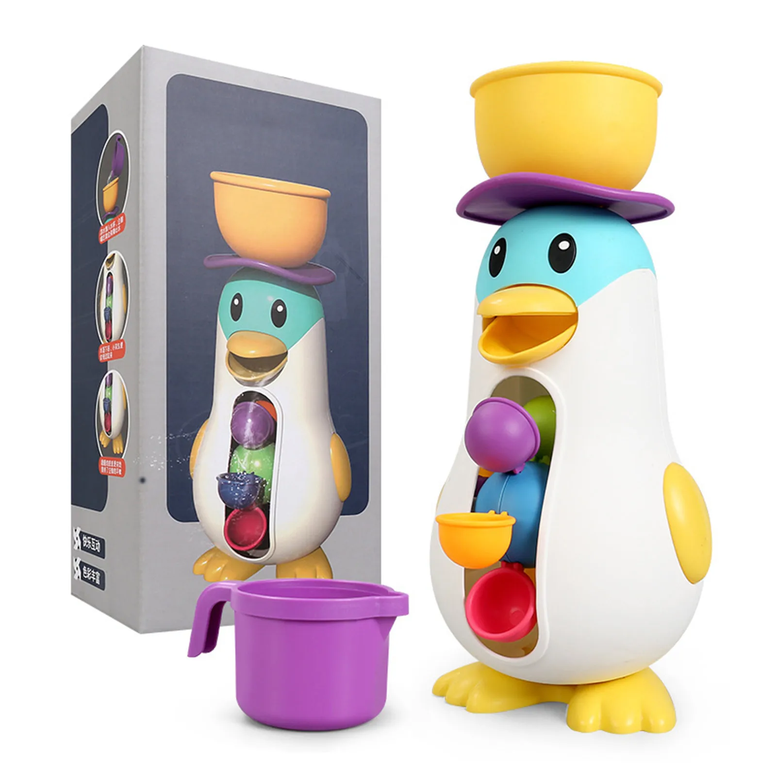 

Child Bathtub Toy With Rotatable Waterwheel Baby Bath Shower Toy Penguin Style Cute Animal Toys Shower Windmill