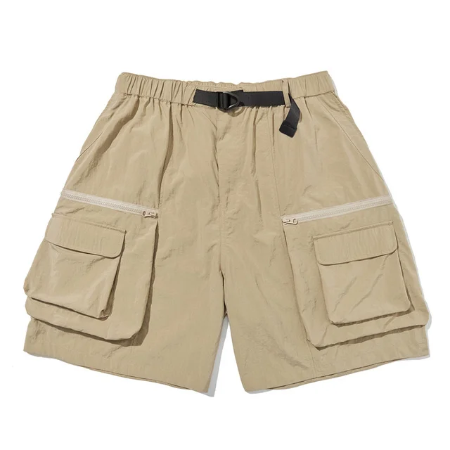 

Шорты-карго мужские однотонные с карманами, повседневные свободные широкие штаны в стиле сафари, с регулируемой эластичной талией, до колена, s