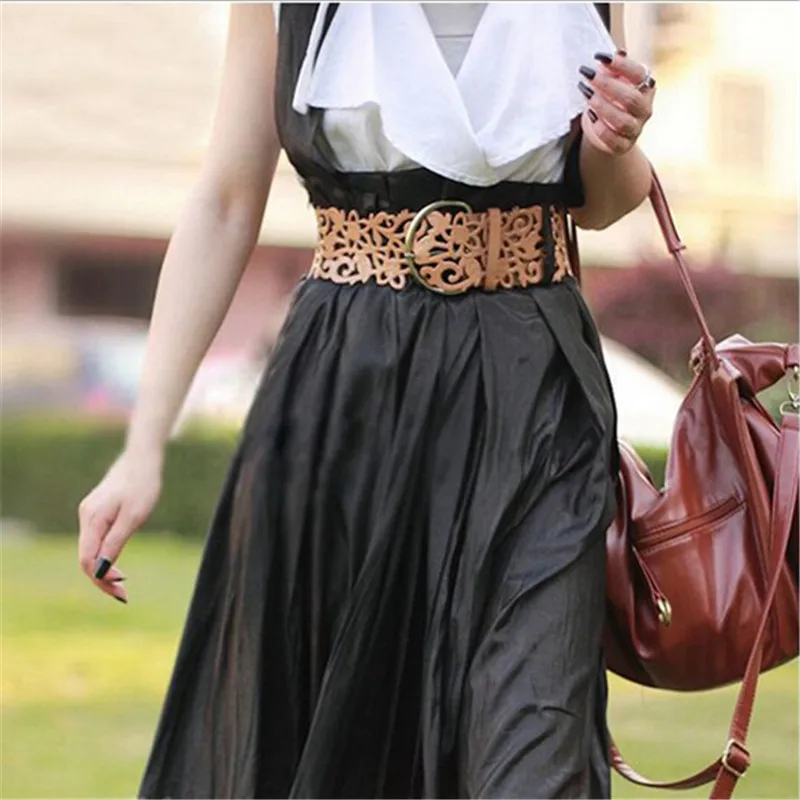 

Retro Hollow Female Belt Fashion Cutout Flower Belt Flower Cummerbund Decoration Wide Strap Belt Women Waistband Belts For Dress