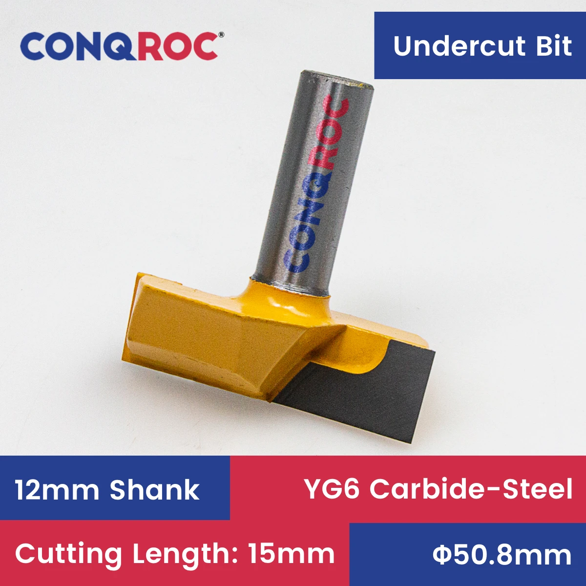 

12mm Shank Undercut Router Bit Woodworking Stock Removal Milling Cutter Diameter-50.8mm Cutting Length-15mm
