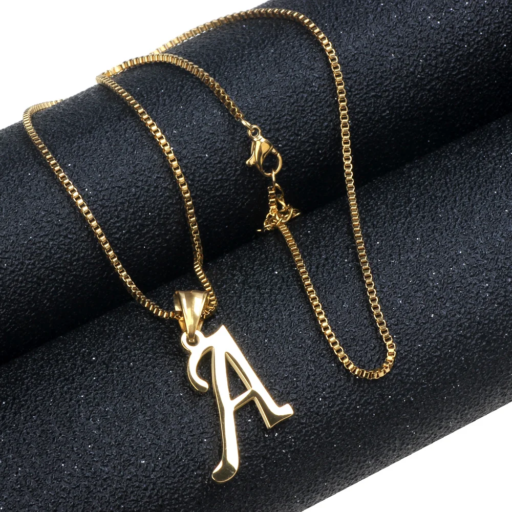 

"A"- 26 Letter Necklaces Stainless Steel Gold Color Choker High Quality Pendant Necklace Women Glamour Grace Chains Jewelry Gift