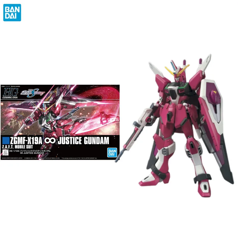 

Bandai Genuine Gundam Model Kit Anime HGUC 1/144 ZGMF-X19A Justice Gundam Action Figure Assemble Collection Toys for Children