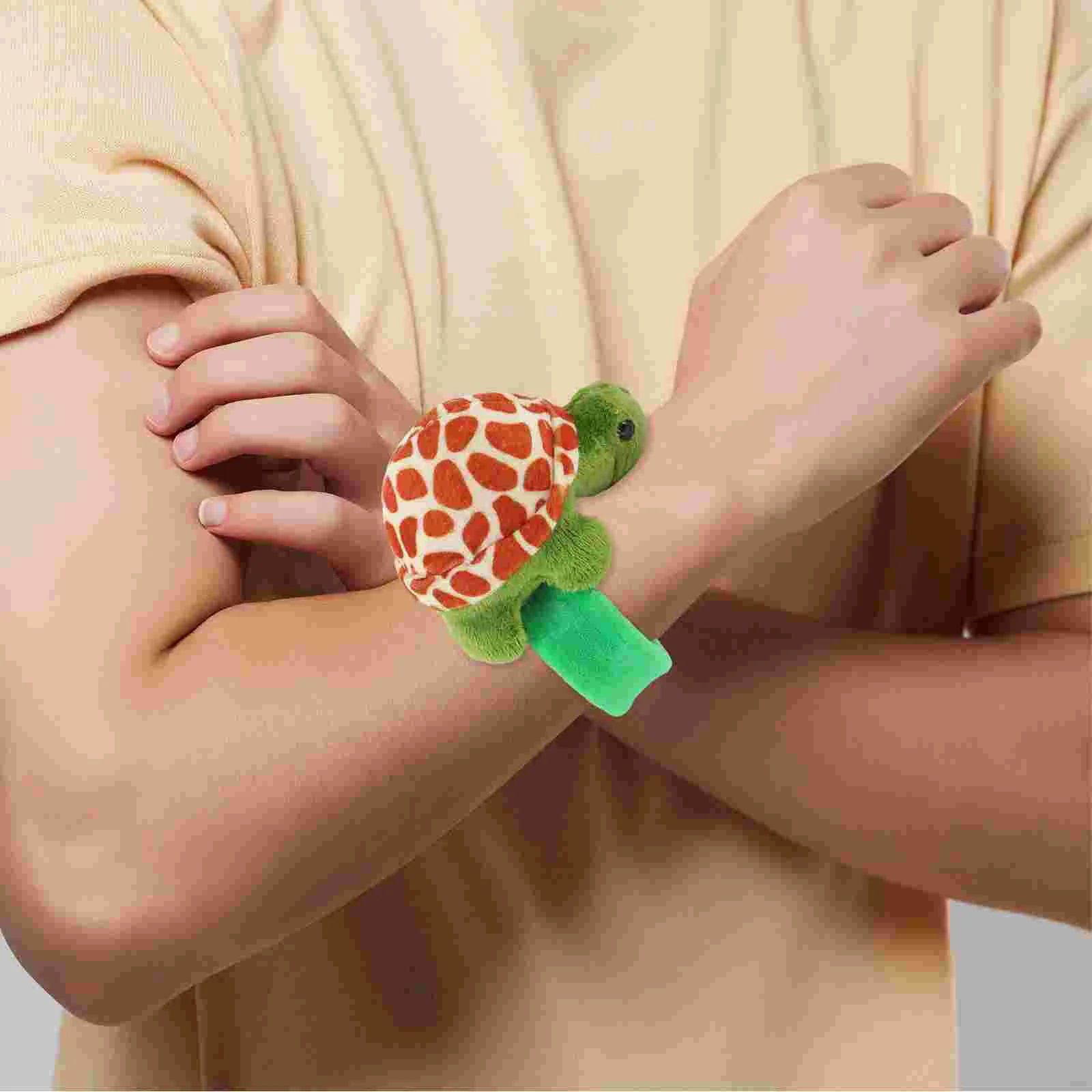 

3 Pcs Cartoon Lovers Wrist Strap Short Plush Stuffed Turtle Hugger Slap Bracelet