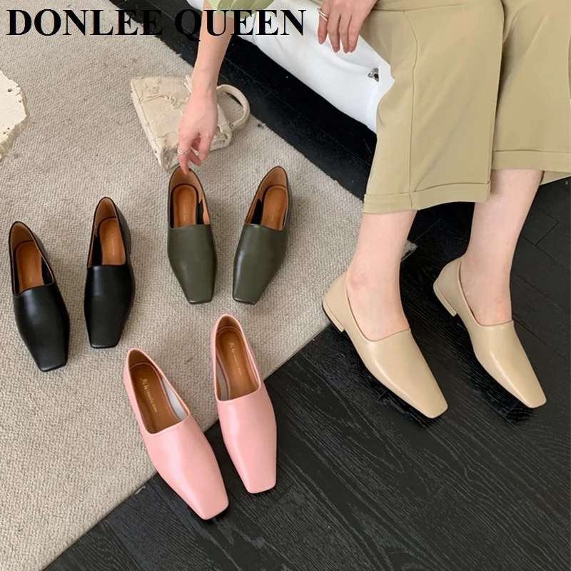 

Flats Shoes Women Female Ballet Square Toe Flat Heels Brand Shoes Slip On Casual Loafers Soft Moccasins Female Zapatillas Mujer