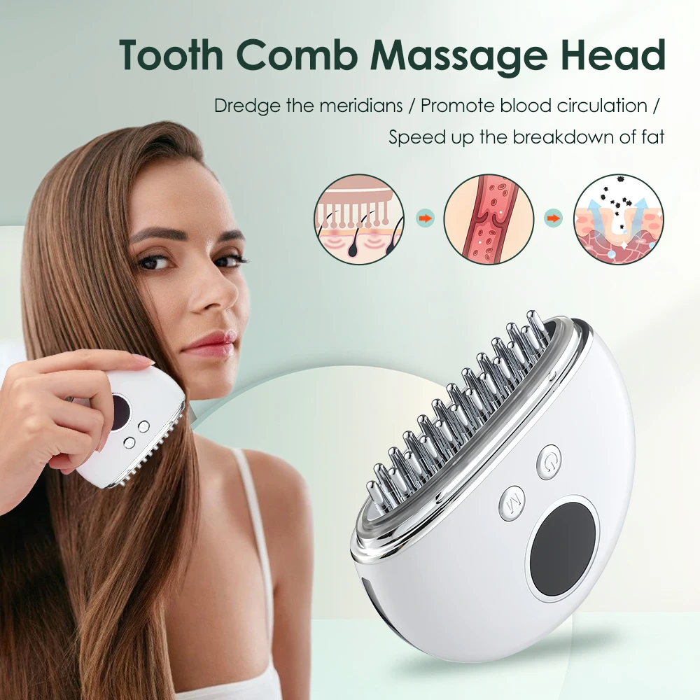 

Electric Vibration Massage Brush Hot Compress Facial Lifting Massager EMS Pulse Anti Age Face Guasha Board Meridian Comb