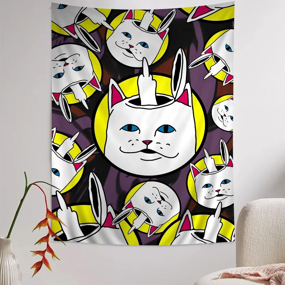 Милый кот-RIPNDIPS Гобелен С Дизайном Пальцев Художественный Научно-фантастический