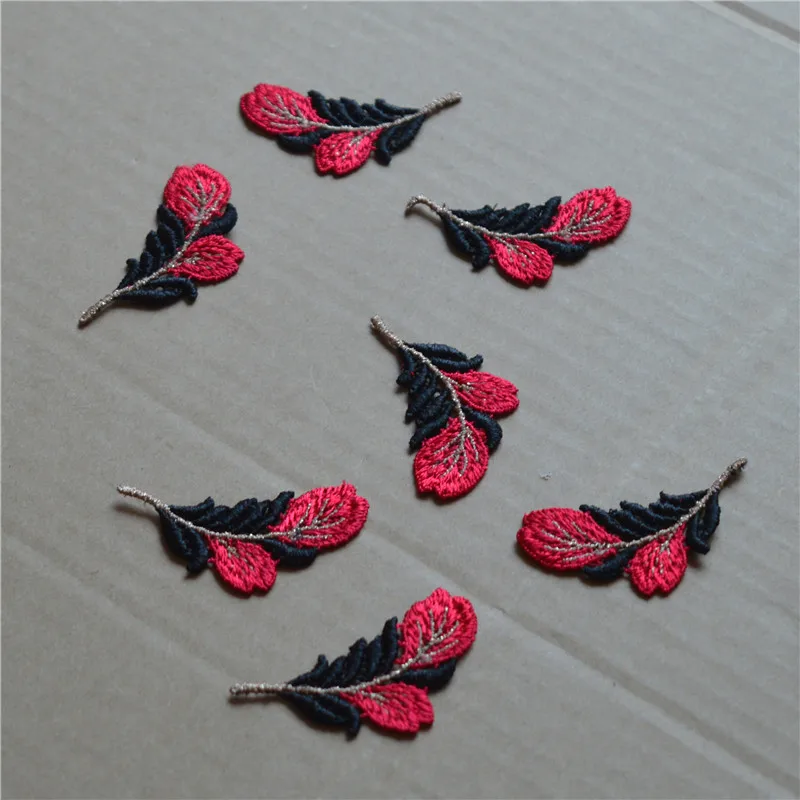 10 шт./лот размер 6*4 см блестящая черная красная цветочная аппликация вышитая