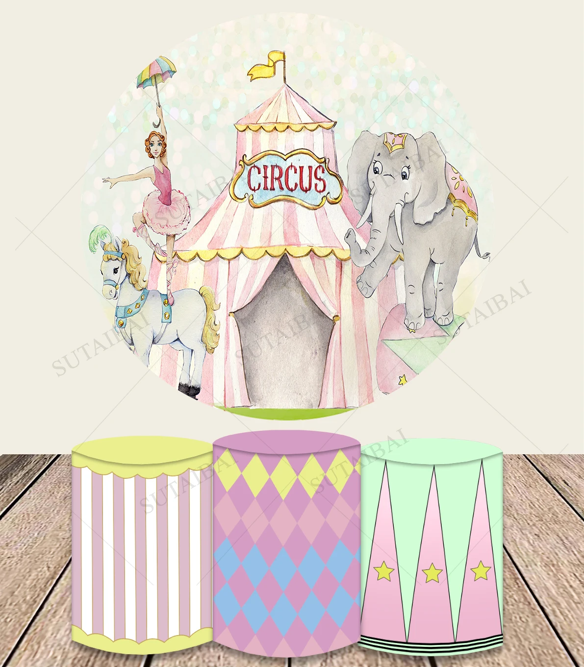 Circus Tent Poster Backdrop Carnival Decoration Props Family Portrait Photocall Happy Sweet Photography Vinyl Cloth Photo Studio