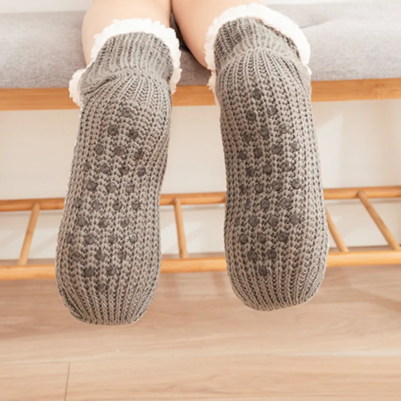 Thermal Plush Sock Women Comfy Floor Winter Warm Sleeping Soft Female Non Slip Grip fluffy Short Slipper Sock Home Christmas