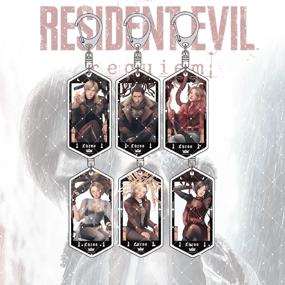 Фото Брелок-подставка из акрила Resident Evil 6 см: Леон, Джилл, Крис, Ада. Фигурка из игры, подвеска для сумки, декор, коллекционный подарок для фанатов. №1