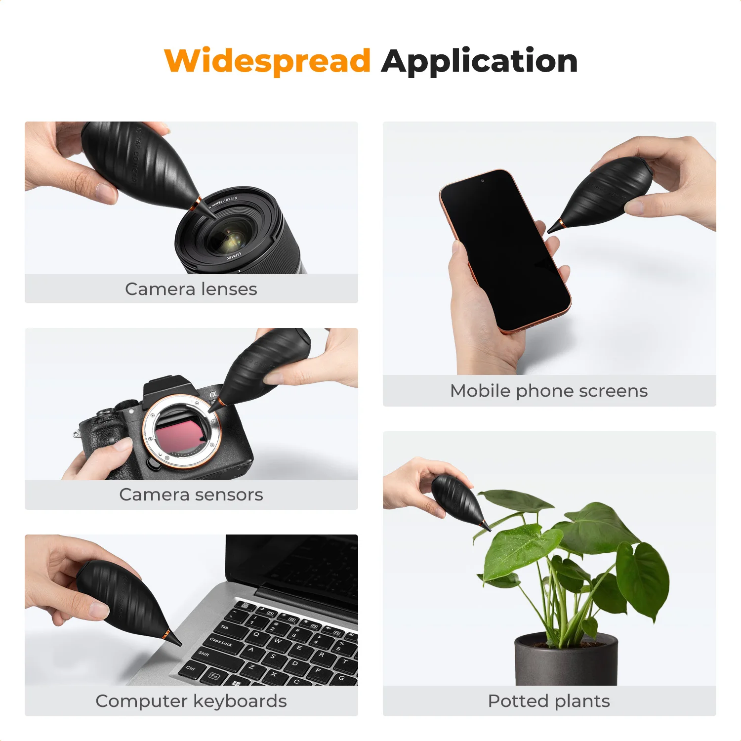 Фото Портативный мини-воздуходувка K&F CONCEPT для очистки объективов DSLR/SLR камер, часов, телефонов, клавиатур, силиконовый воздушный насос-воздуходувка №4