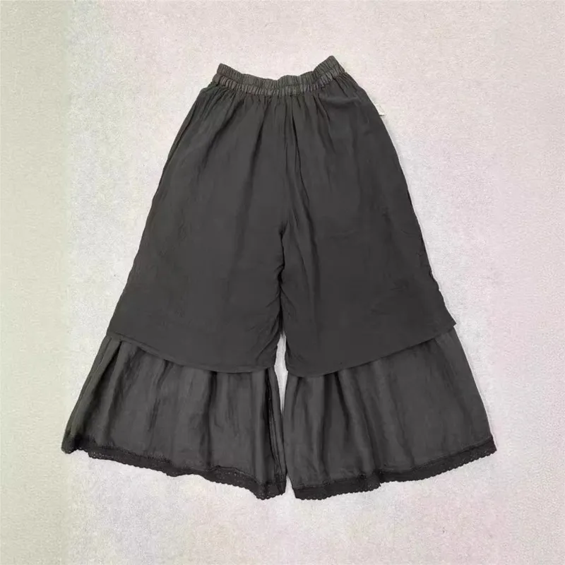 Johnature японские повседневные универсальные простые двухслойные широкие брюки Ramie