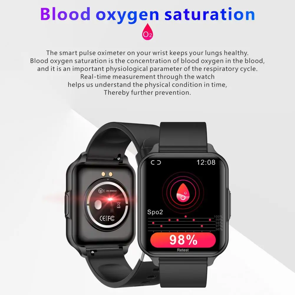 

1 Set Practical Watch 200mAh Smart Watch Fully Large Screen Heart Rate Monitoring Wrist Watch Health Monitoring