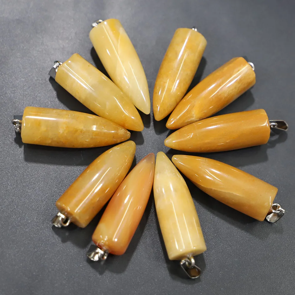 Bestseller Natural Stone Gemstones Bullet Necklace Pendant Rose Quartz Crystal Charms Fashion Accessories Jewelry Wholesale 8Pcs