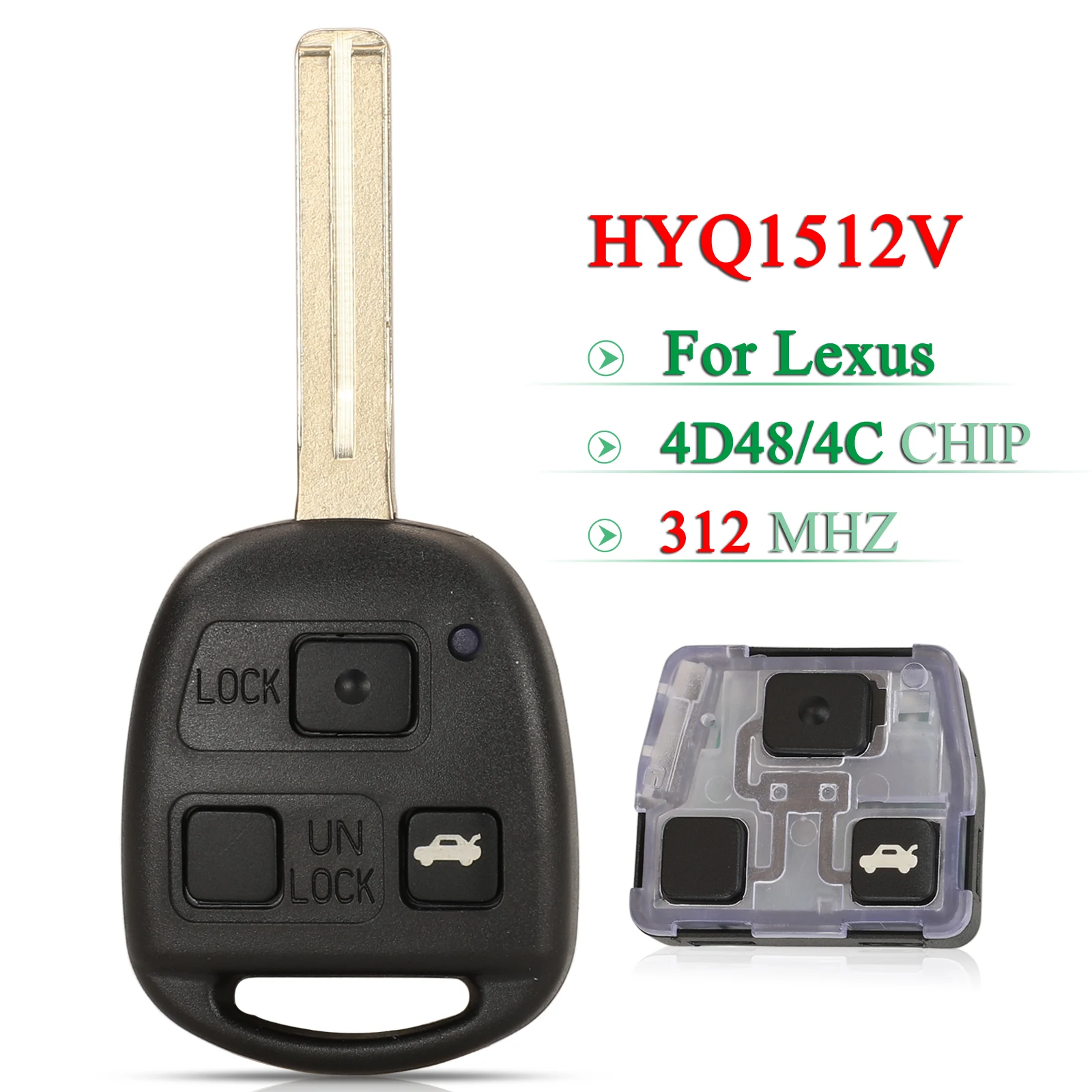 

Jingyuqin HYQ1512V дистанционный умный Автомобильный ключ 4D68/4C Чип 312 МГц для Lexus SC430 LS430 ES430 2001-2007 Toy48 лезвие 89070-50660